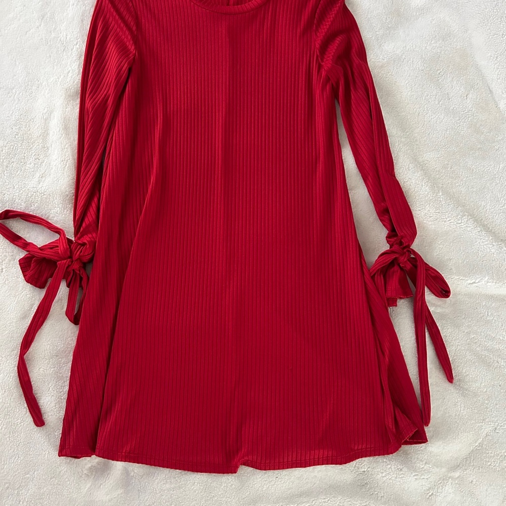 BCBGeneration Red A-line Dress with Long Sleeves and Mock Neck for Cocktail